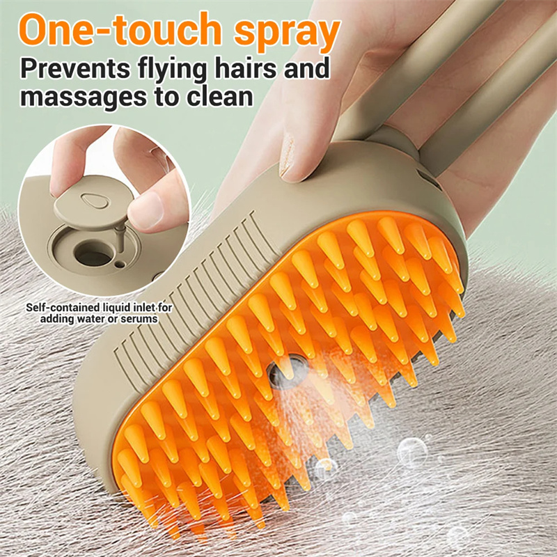 Steamy Pet Brush: 3-in-1 Electric Spray Brush for Easy Grooming